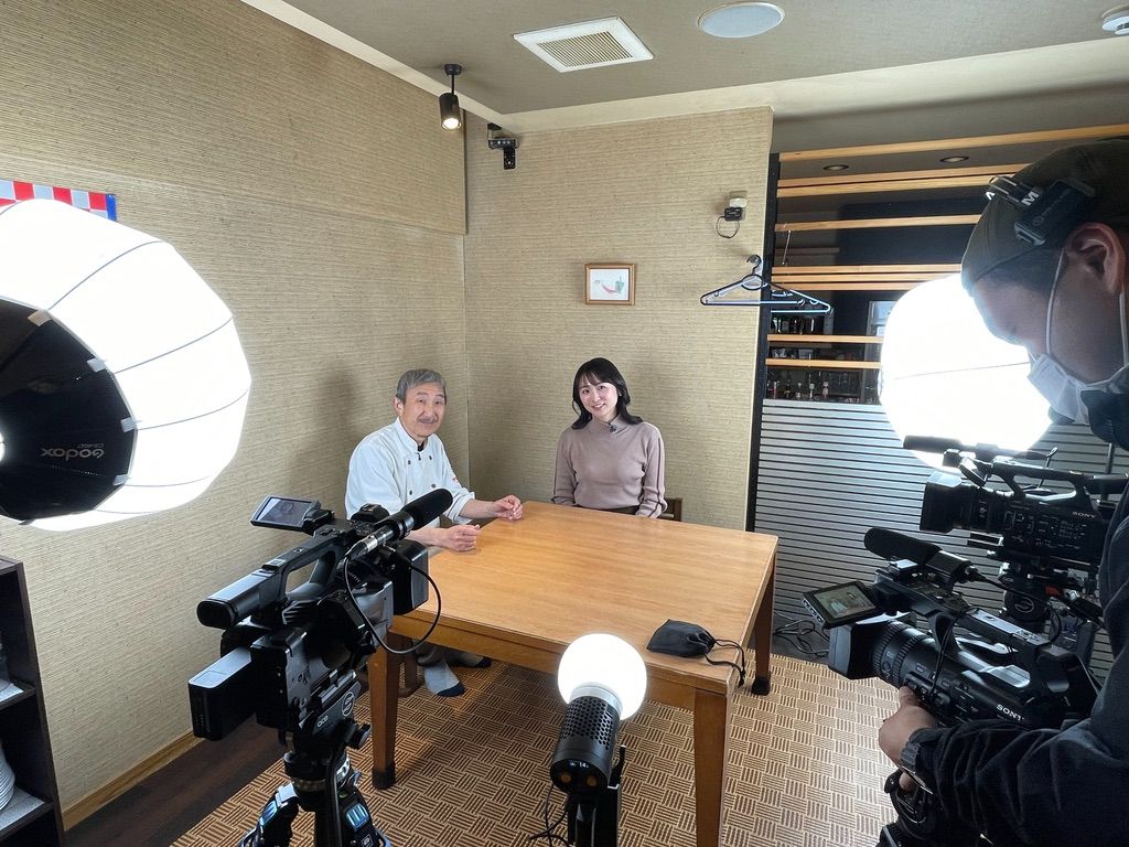 料亭でのインタビュー照明